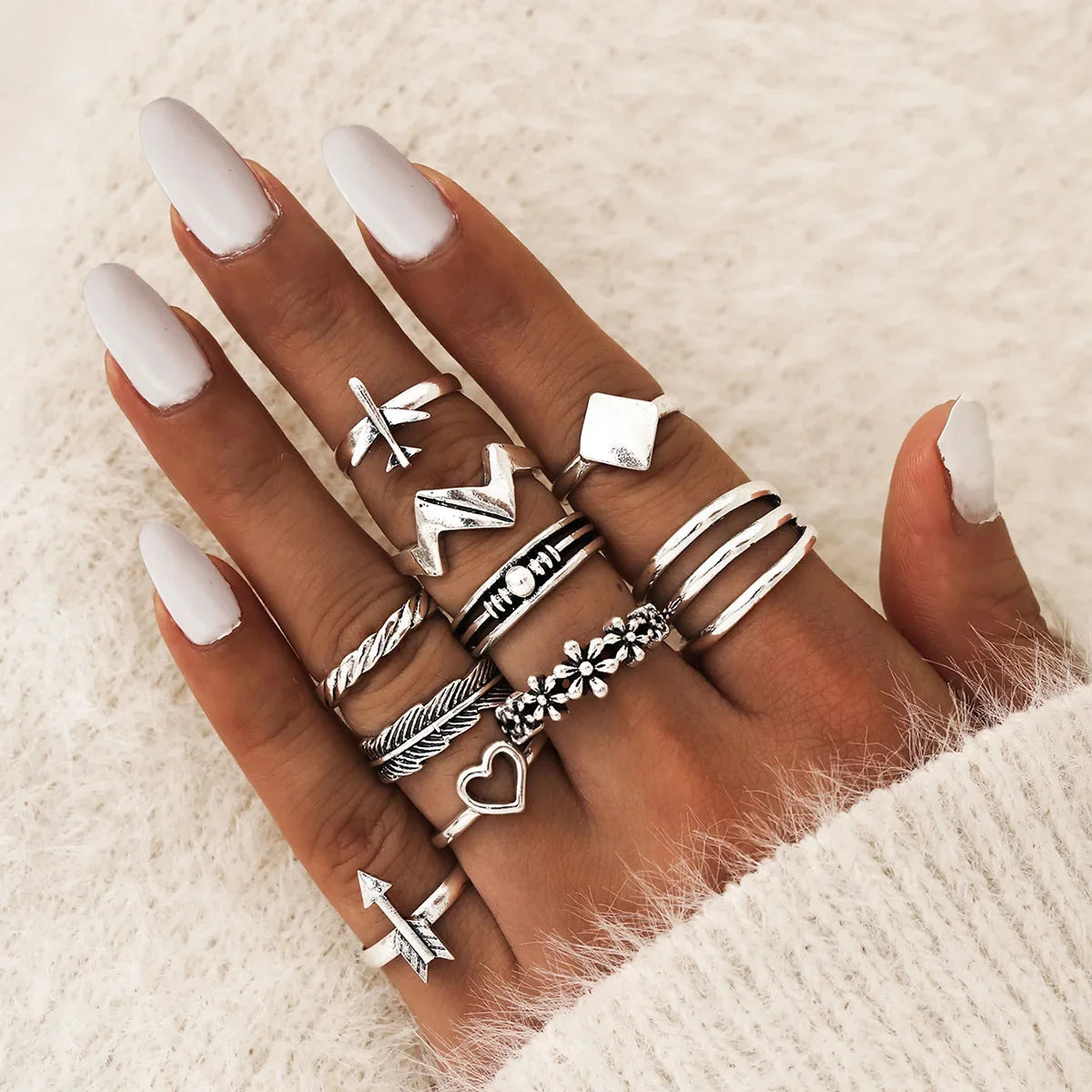 Trendy Geometric Moon Knuckle Finger Rings Set For Women 2021 Bohemian Crystal stone Female Ring Wedding Jewelry