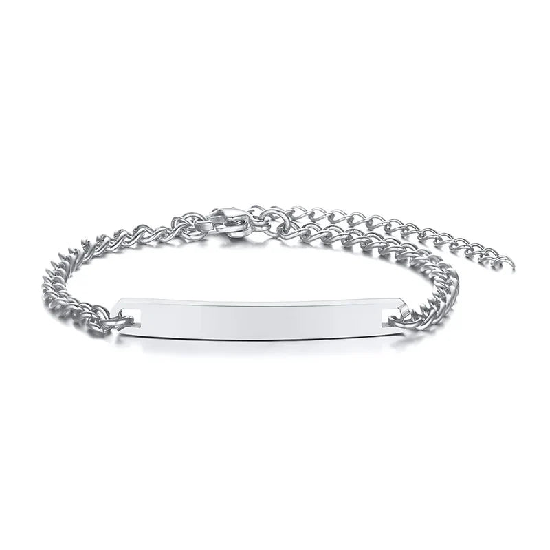 Persoanlized Custom Name Heart Bracelet,Stainless Steel Figaro Chain Link Adjustable,Engraved Gift for Boy Girl