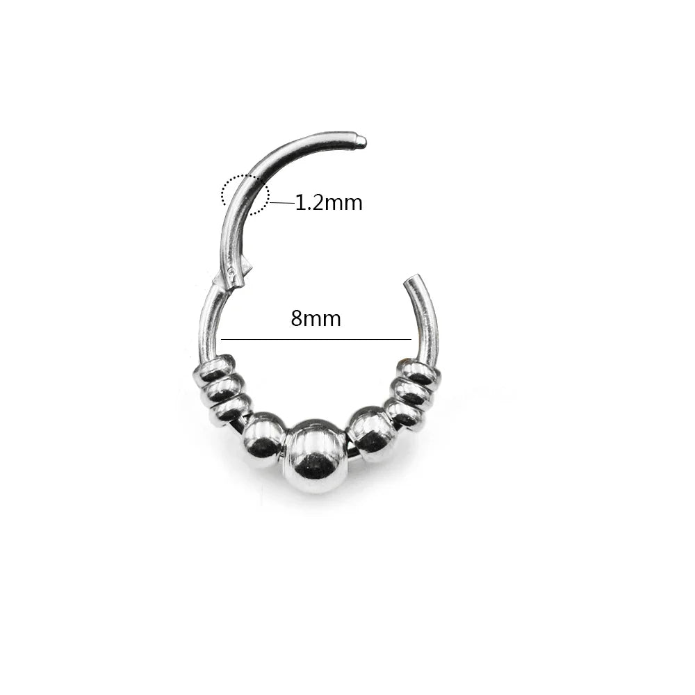1pc 316L Surgical Steel  Septum Clicker Ear Cartilage Helix Tragus Faux Daith Earring Hoop Body  Piercing Jewelry Nose Ring