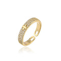 Classic Design Bling Bling Cross Ring 2026 Fashion Gold Color CZ Open Ring Adjustable Wholesale Christian Jewelry Gift