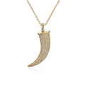 NEWBUY Luxury Full Cubic Zirconia Pave Setting Wolf's fang Pendant Necklace For Women Vintage Bohemian Style Party Jewelry Gift