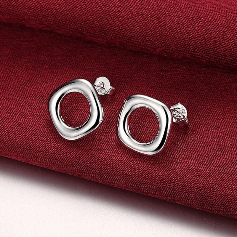 Aravant 925 Silver Square Earrings Rings Necklace Bracelet Set For Women Party Jewelry Christmas Gift