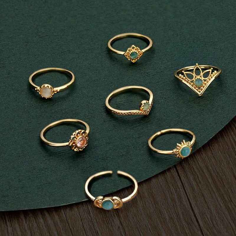 Stainless Steel Opal Finger Rings For Women Fashion Adjustable Couple Geometric Ring Handmade Aesthetic Jewelry Gift Anillos