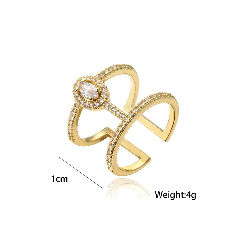 NEWBUY Fashion Gold Color Geometric Copper Ring Women Wedding Jewelry Hot Sale AAA+ Cubic Zirconia Finger Ring Femme Bijoux
