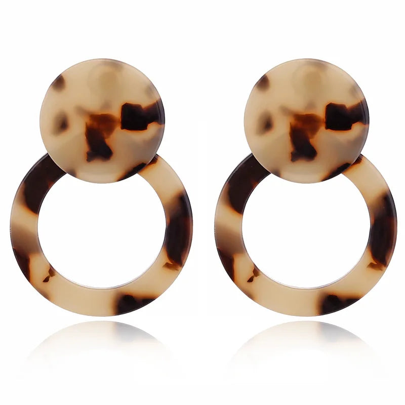 Vintage Leopard Round Acetic Acid Sheet Hoop Earrings For women Big Minimalistic Circle Acrylic Earrings New Boho Jewelry