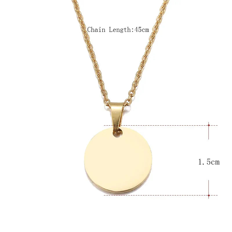 DOTIFI Stainless Steel Necklace Round Circle Pendant For Women Elegant Clavicle Rose Gol dNecklace Wedding Jewelry Wholesale