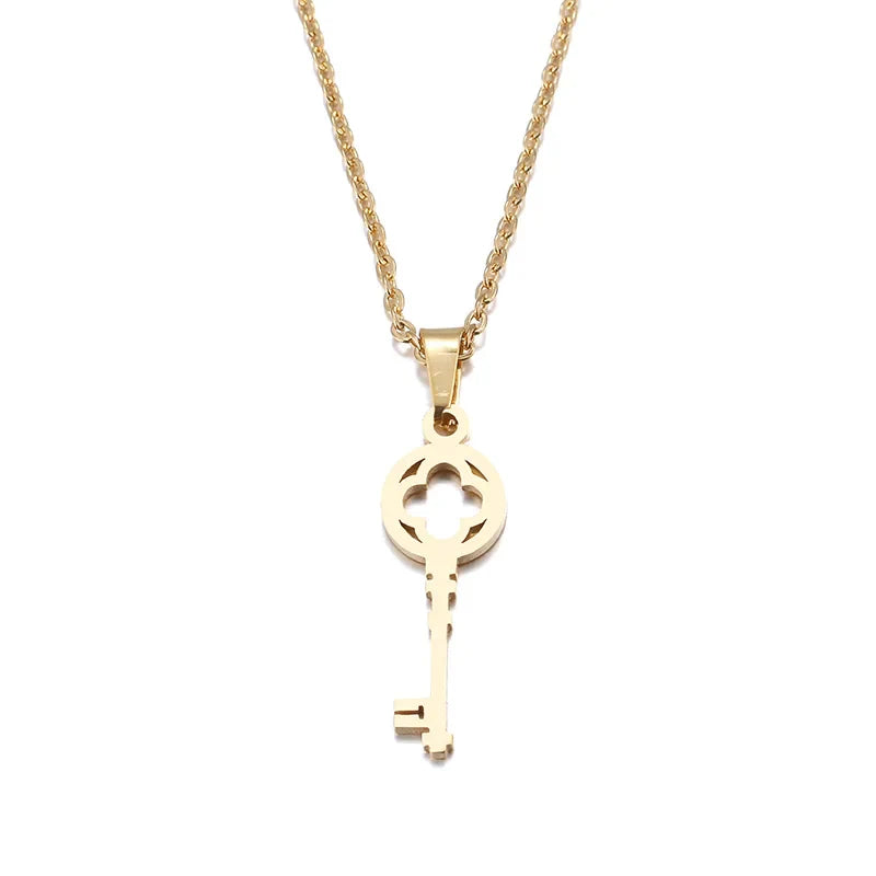 DOTIFI Stainless Steel Necklace For Women Lover's Fashion Key Pendant Clavicle Necklaces Valentine's Day Gift Card Jewelry