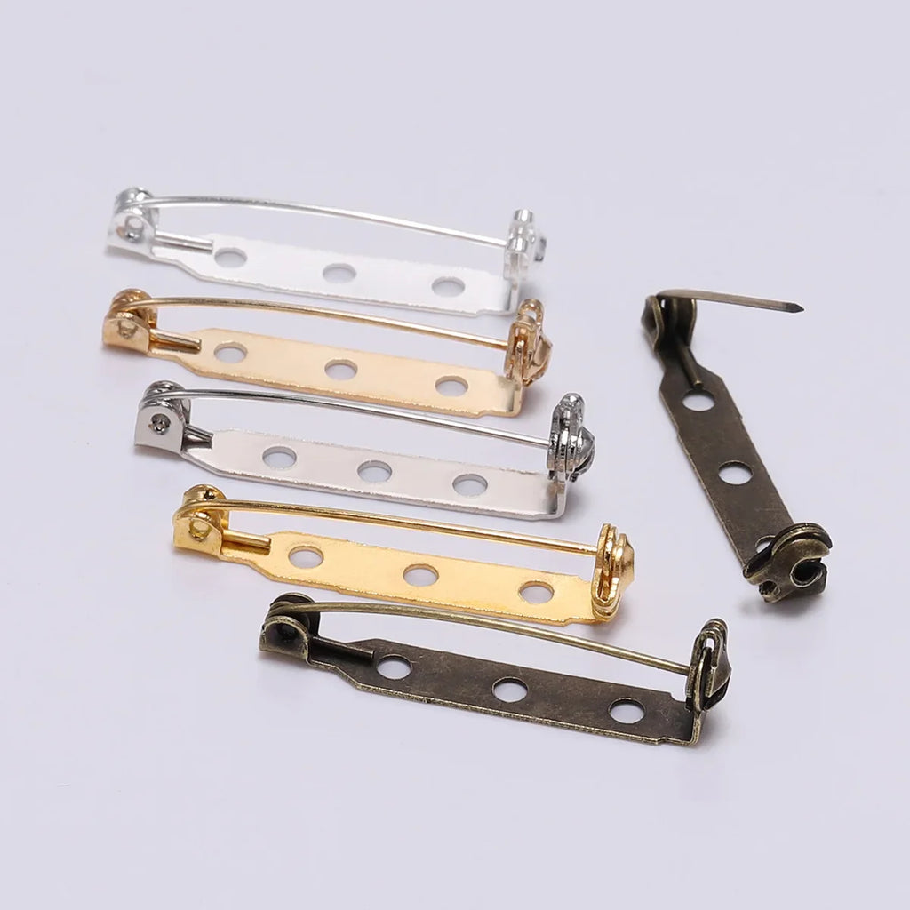 20-50pcs 20 25 32 38mm Brooch Clip Base Pin Blank Safe Lock Brooch Pin Base Badge Holder For DIY Jewelry Making Finding Supplies