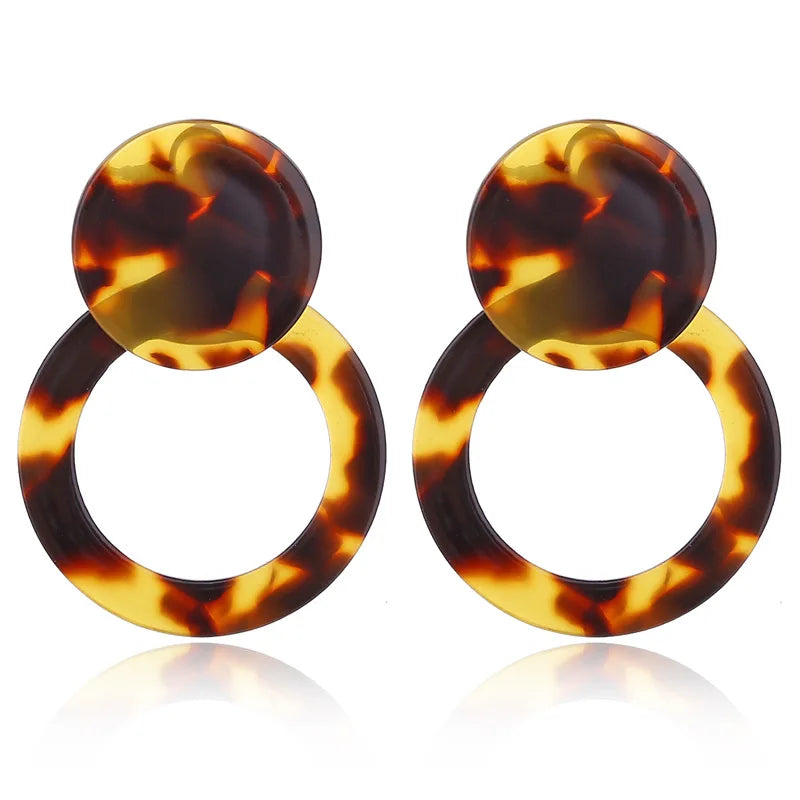 Vintage Leopard Round Acetic Acid Sheet Hoop Earrings For women Big Minimalistic Circle Acrylic Earrings New Boho Jewelry