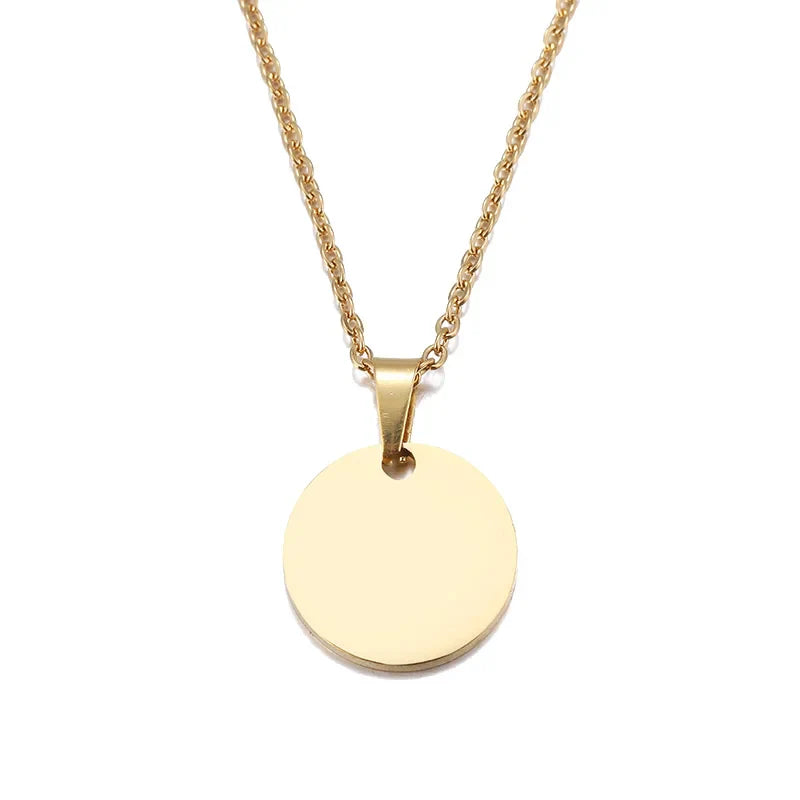 DOTIFI Stainless Steel Necklace Round Circle Pendant For Women Elegant Clavicle Rose Gol dNecklace Wedding Jewelry Wholesale