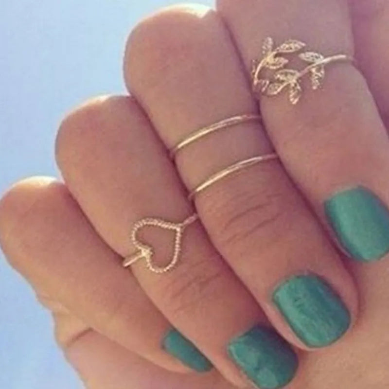 Fashion Geometric Knuckle Rings set For Women Crystal Gold color Finger Ring Boho Ladies wedding Jewelry Gift