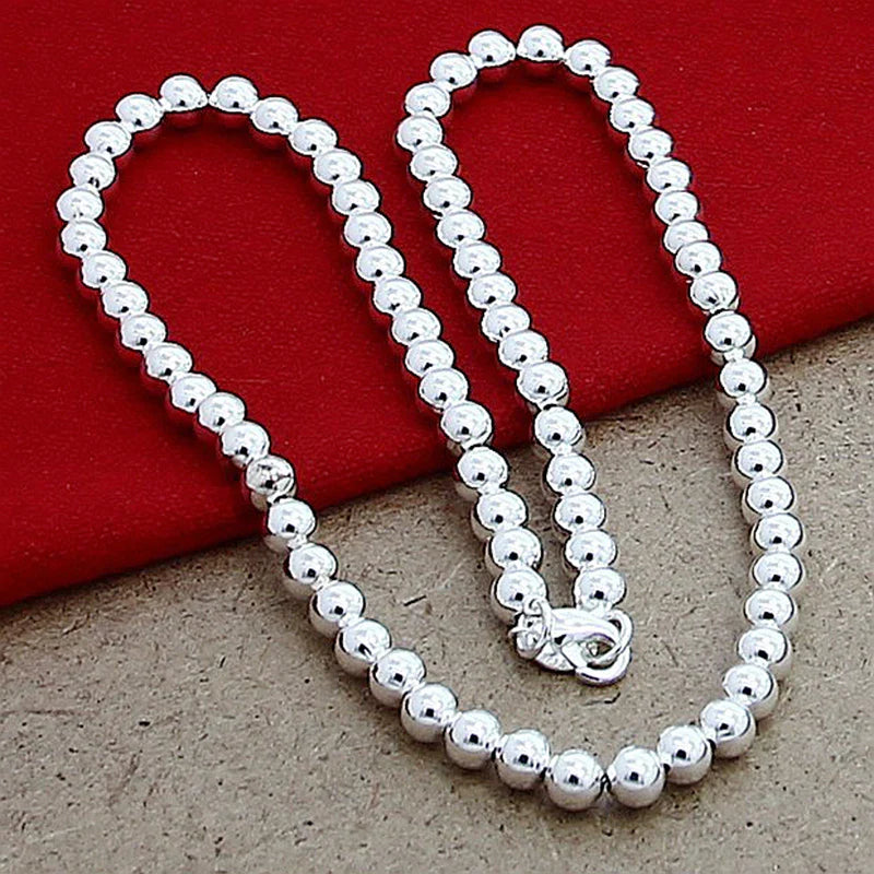 Aravant 925 Silver 4MM/6MM/8MM/10MM Bead Chain Necklace For Men Women Fashion Jewelry