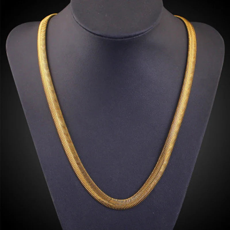 Aravant 925 Silver 18K Gold 6MM Snake Chain Necklace For Men Women Fashion Jewelry