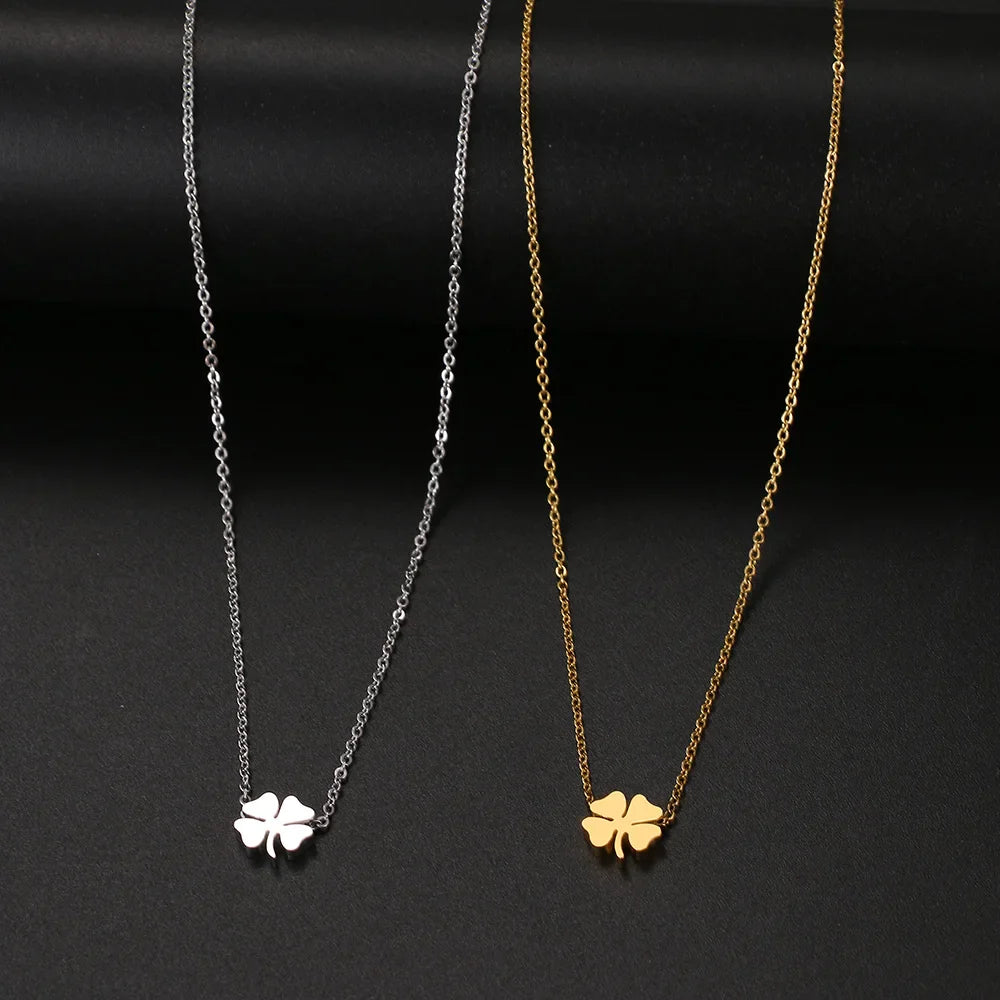 Stainless Steel Necklaces Four Leaf Clover Fashion Classic Style Men Chain Necklace For Women Jewelry Collar Pendant Gifts NEW