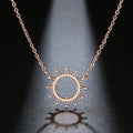 DOTIFI 316L Stainless Steel Necklace Best Circle Irregular Sun Hollow Out Round Pendant Necklaces For Women Jewelry Gifts
