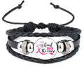 Breast Cancer Awareness Hope Bracelet For Women Pink Ribbon charm Braided leather Rope Wrap Bangle Fashion handmade Jewelry