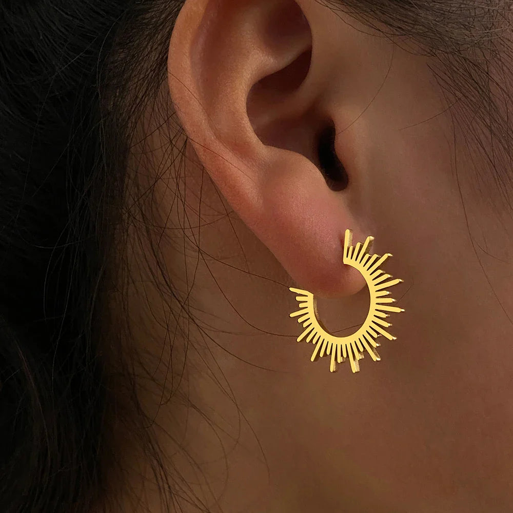 Stainless Steel Jewelry Geometric Earrings For Women Best Half Circle Spiked Femme Charm Earrings Party Best Wedding Gifts
