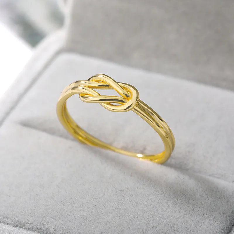 Knot Infinity Rings For Women Girls Gold Color Stainless Steel Heart  Finger Ring Vintage Jewelry Gift Anillos Bague Femme