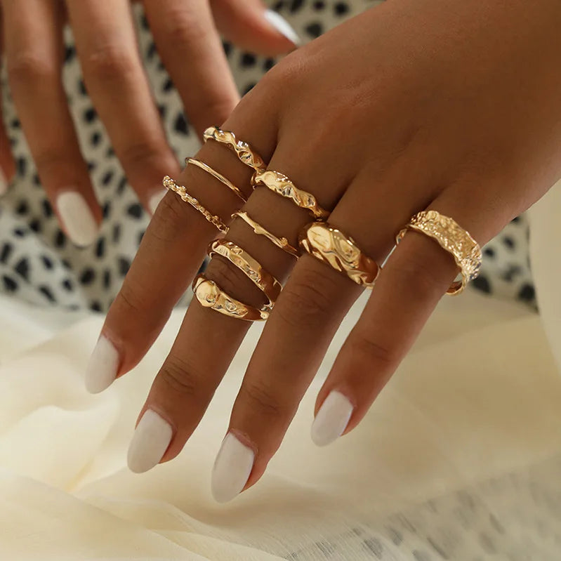 Trendy Geometric Moon Knuckle Finger Rings Set For Women 2021 Bohemian Crystal stone Female Ring Wedding Jewelry