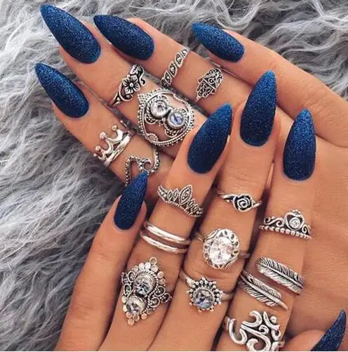 Trendy Geometric Moon Knuckle Finger Rings Set For Women 2021 Bohemian Crystal stone Female Ring Wedding Jewelry