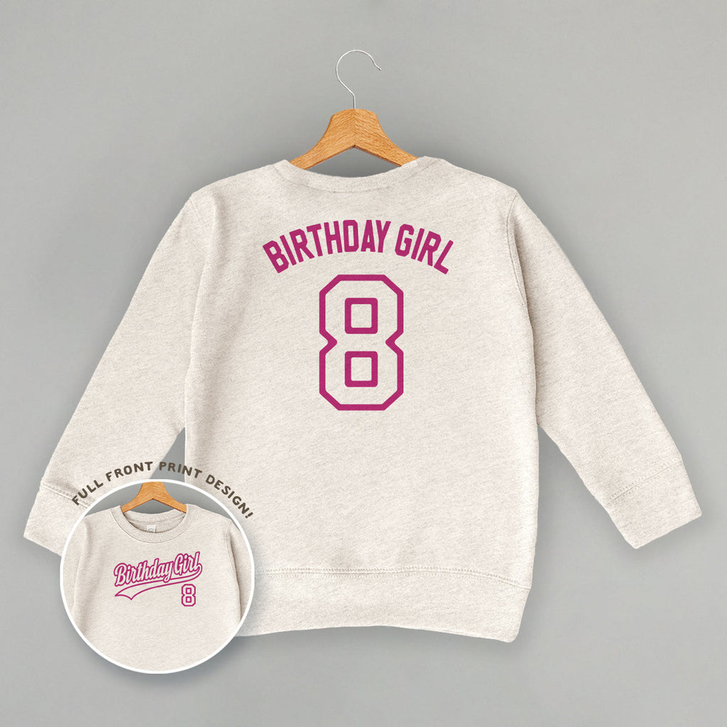 Birthday Girl Varsity #8 (Kids Back Print)