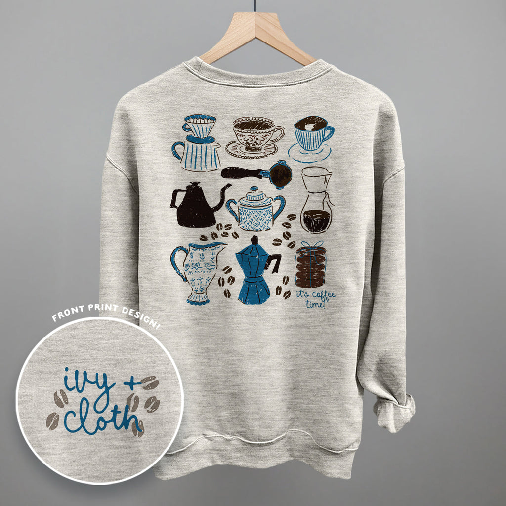 Blue & Brown Coffee Doodles (Back Print)