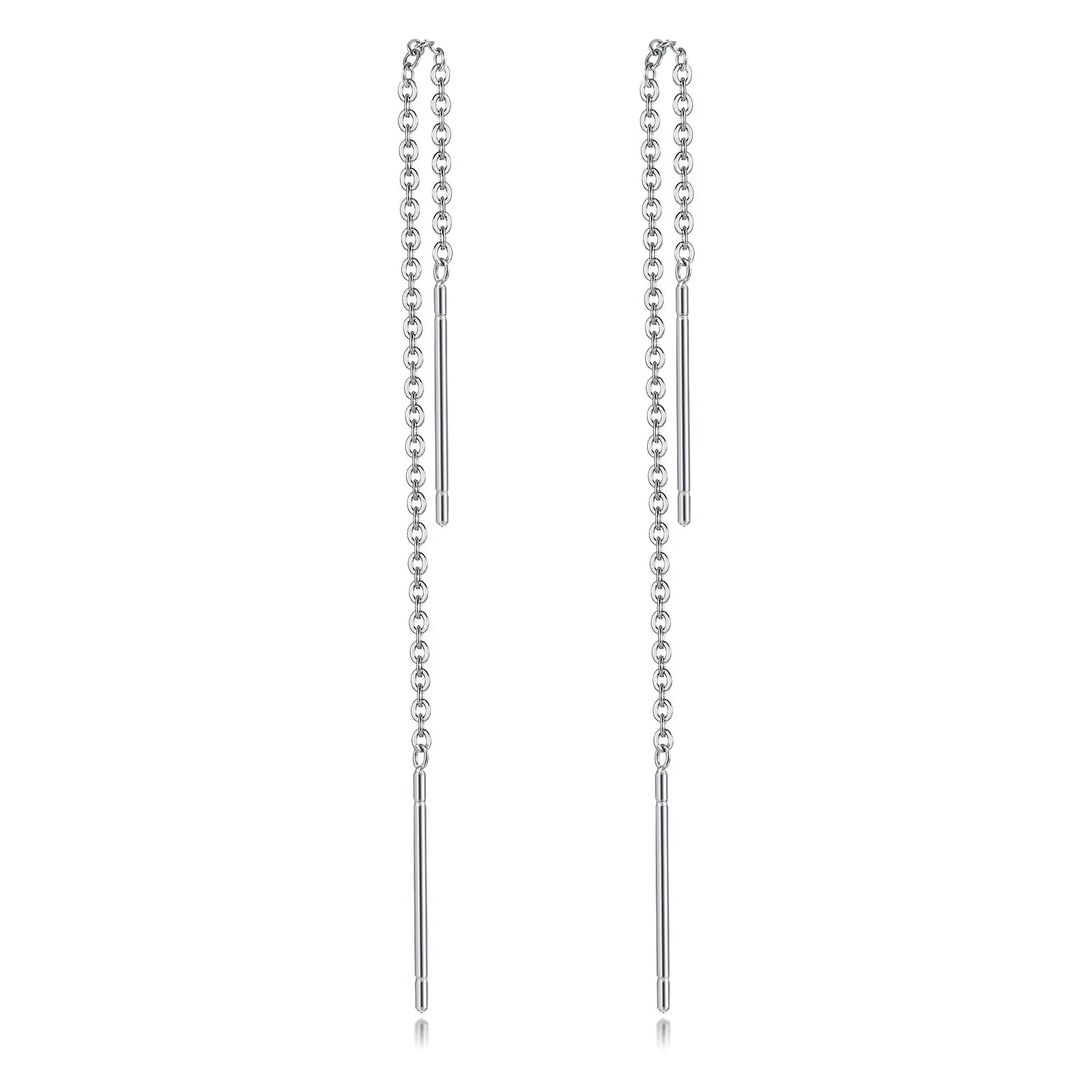 Long Threader Earrings for Women, Thin Linear Earring,Stainless Steel Chain Drop Ear Line , Fashion Korean Jewelry