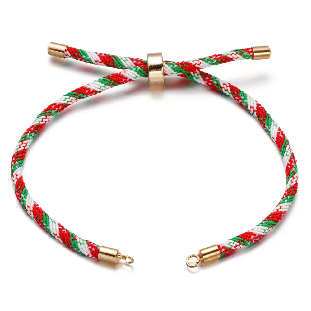 1pc Adjustable Nylon Braided Twisted Cords Slider Friendship Bracelets with Brass Cord End for Jewelry Making DIY Findings