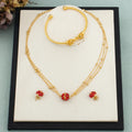 Crystal Earrings Bracelet Pendant Jewelry Set Gold Plated Necklace Elegant Women Fashion Trendy Bohemia Luxury Party Gift Bride