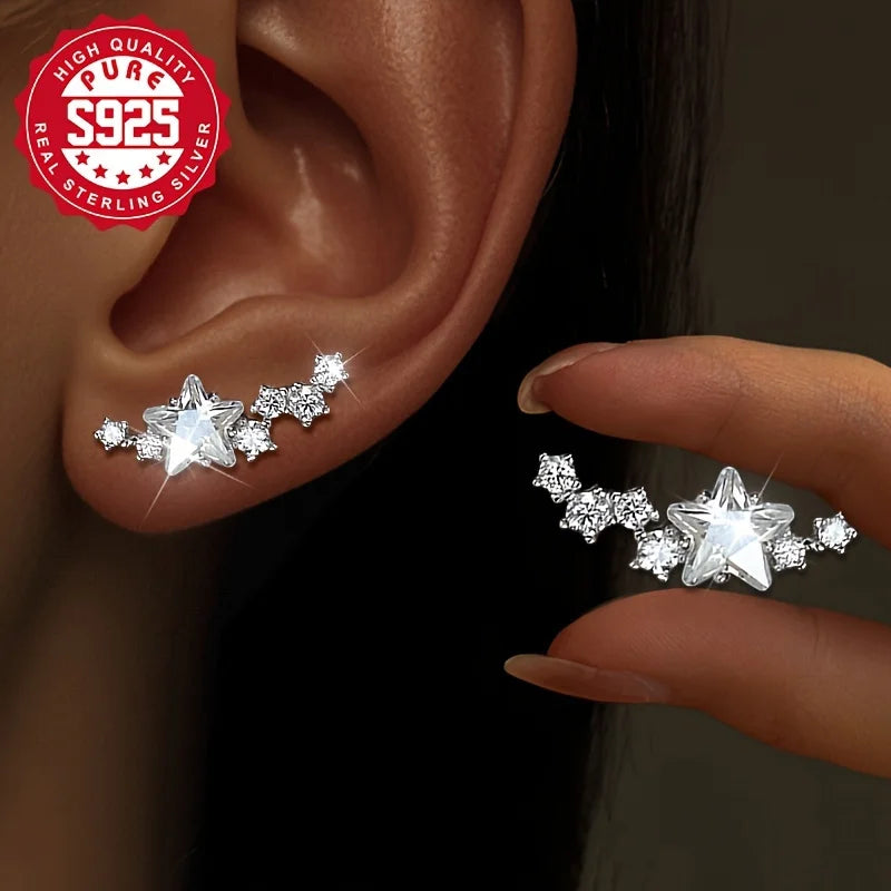 S925 Silver Stud Earrings, S925 Silver, Glittering, Glittering, Glittering, Glittering, S925 Silver