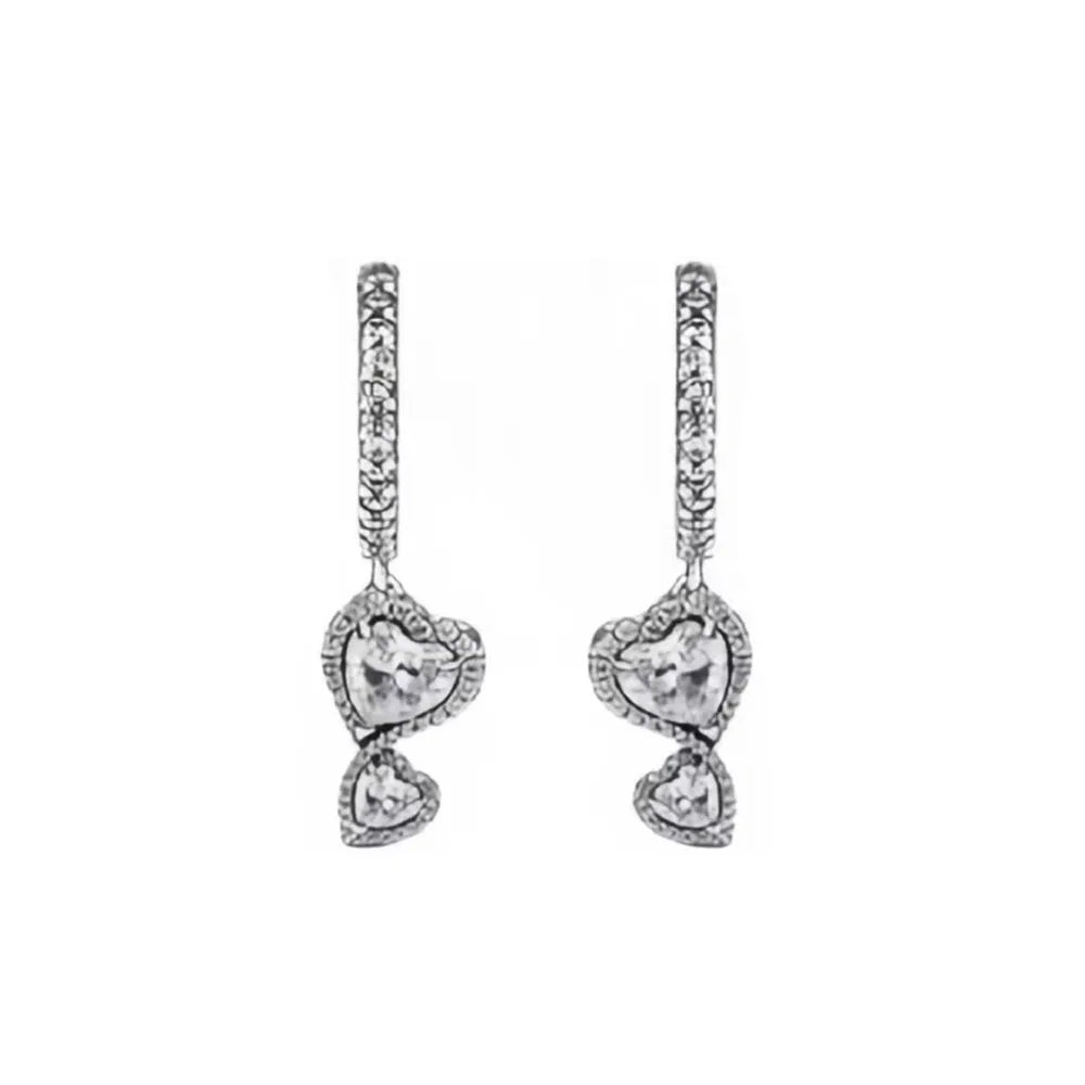 European New 925 Silver White Pink Stone Red Bow Stud Earrings, Fit Women's Festival Exquisite Charm Jewelry Gifts