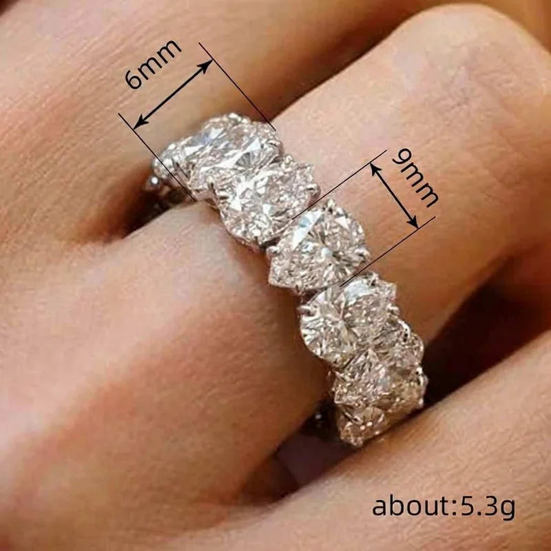 925 Sterling Silver Pear Cubic Zircon Promise Rings for Women Fashion Luxury Wedding Band Accessories Female Jewelry Gift