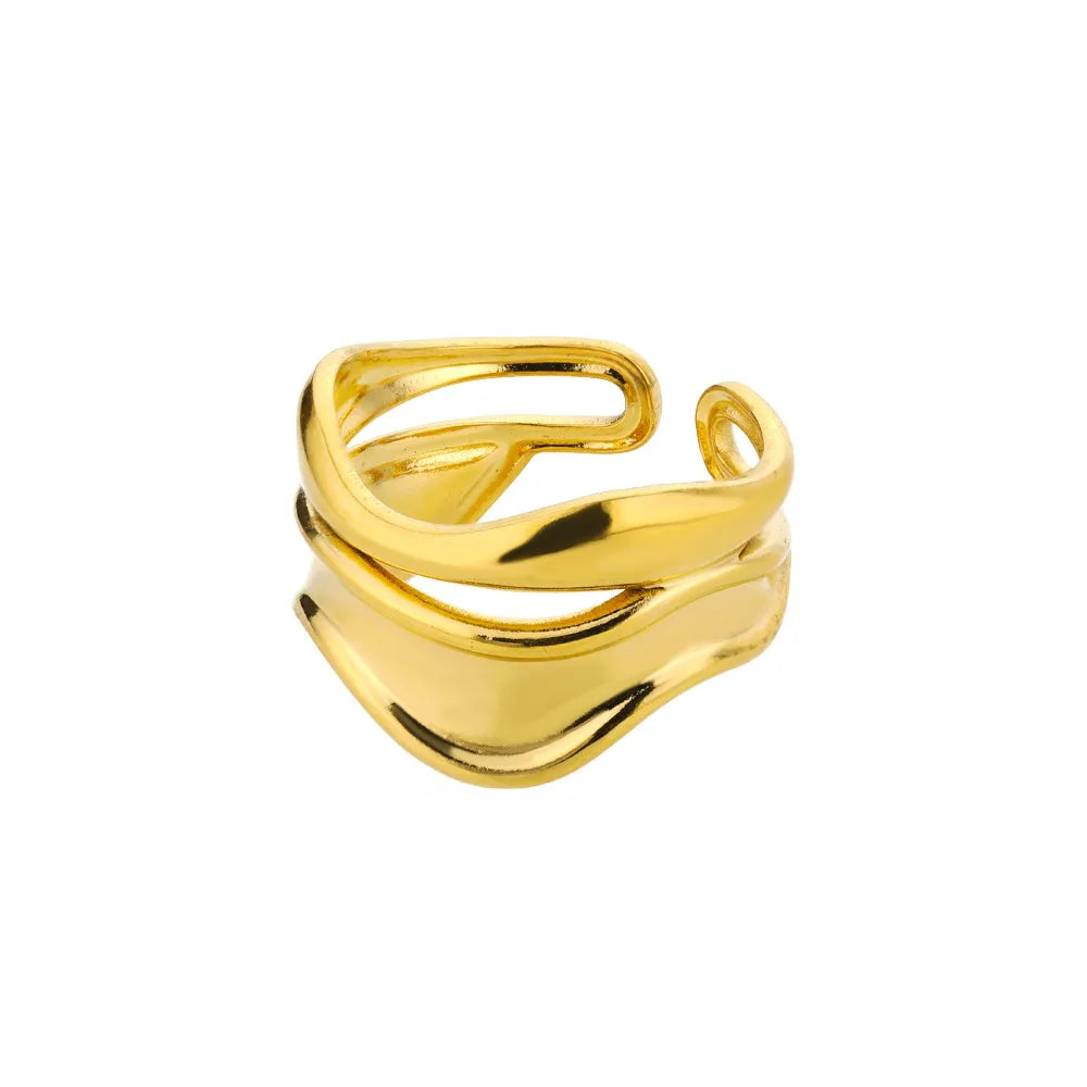 Minimalist Line Stainless Steel Open Rings For Women Gold Color Wedding Aesthetic Ring Designer Jewelry Accessories BFF anillo