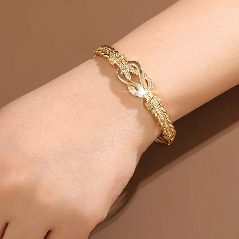 1Pcs Zircon Bangles Elegant And Simple Women's Bracelet Gold Silver Bracelet Cross Buckle Fashion Accessories