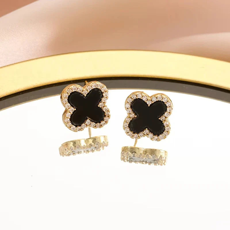 Exquisite Leaves Crystal Flower Stud Earrings For Women AAA Zircon Rose Butterfly Tassel Earring Bride Wedding Party Jewelry