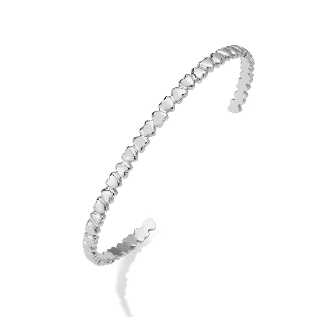 NEWBUY Hot Sale HigH Quality Gold/Silver Color Heart Bangles For Women Stainless Steel Party Jewelry