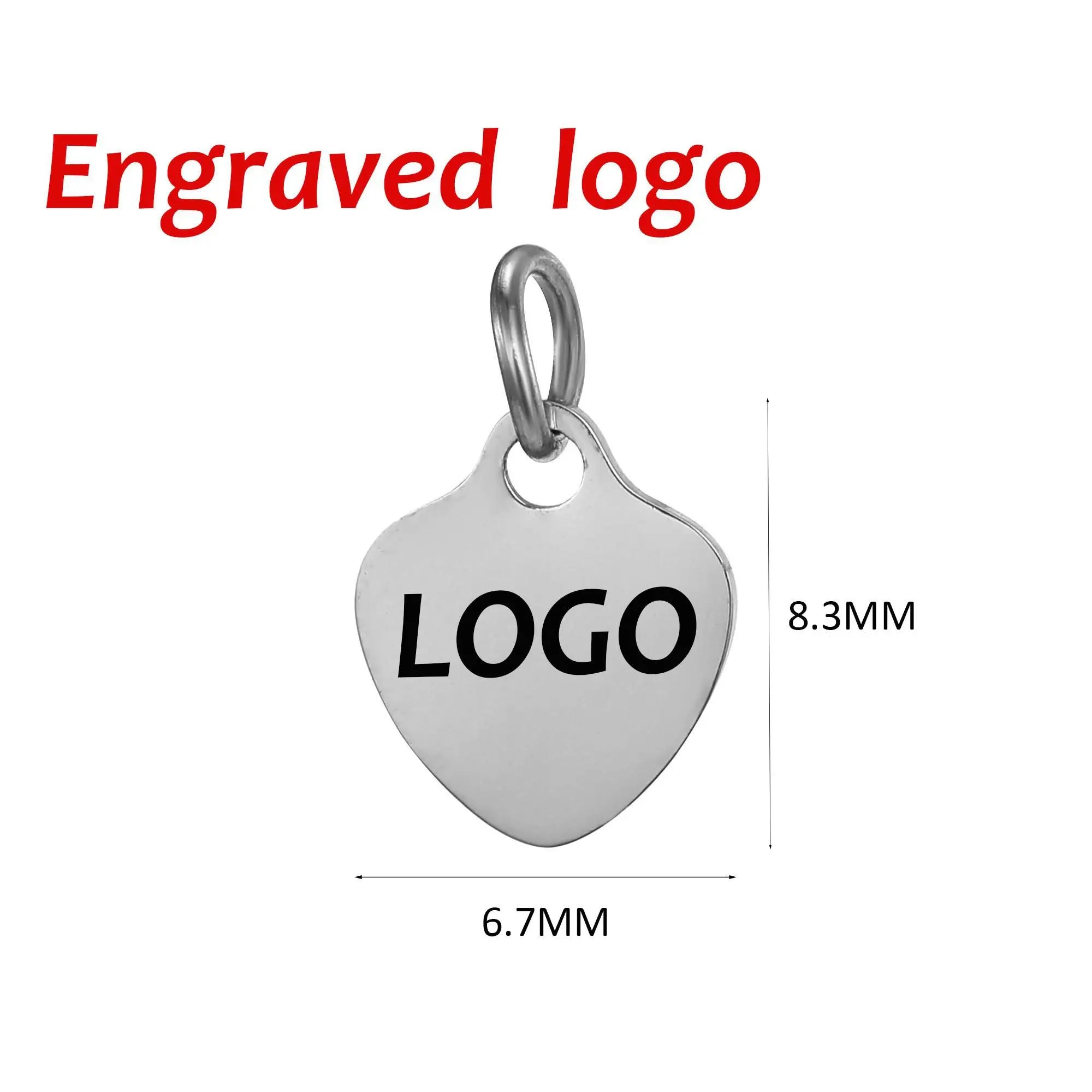 SUNIBI Custom Logo Tags Stainless Steel Charms for Necklace Bracelets 6 Sizes to Choose Jewelry