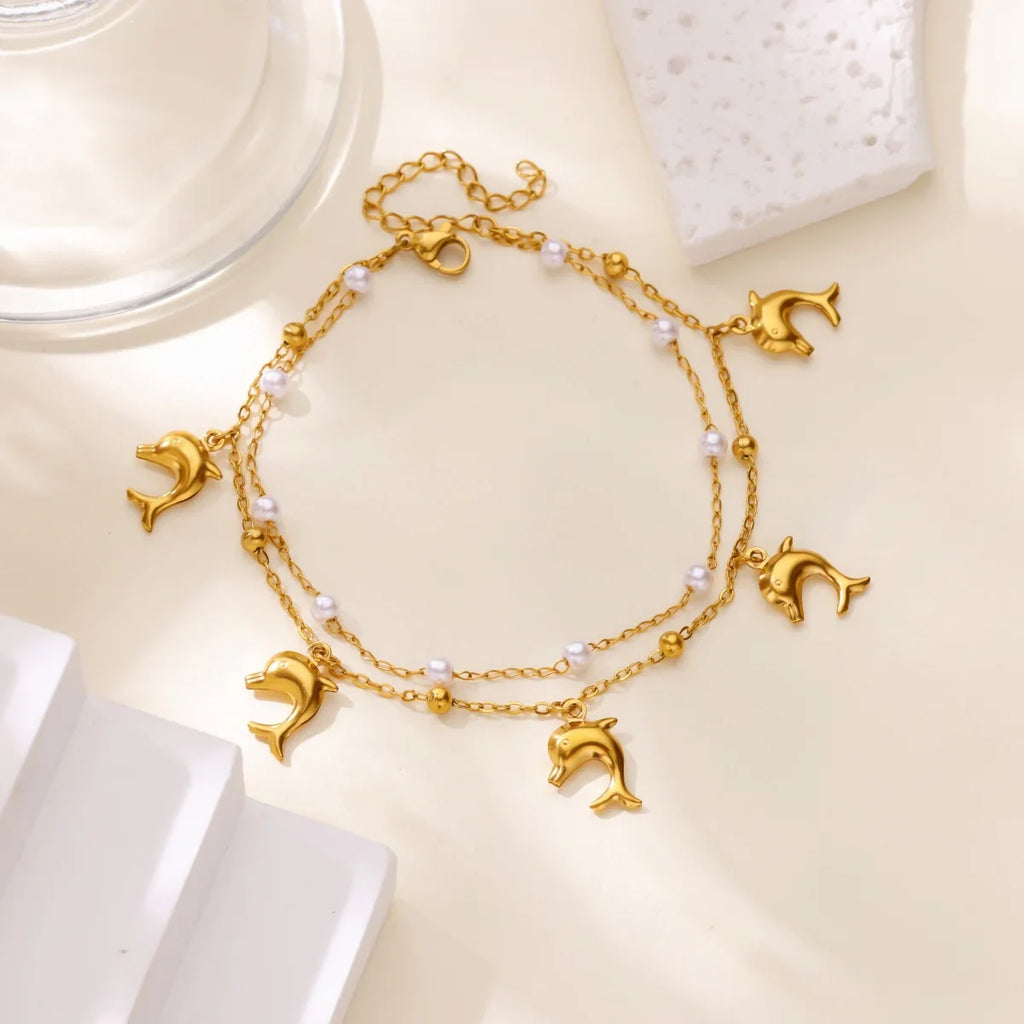 Stainless Steel Imitation Pearl Anklets for Women Gold Color Chain Ankle Bracelet Anklet Summer Beach Jewelry Accessories Gift