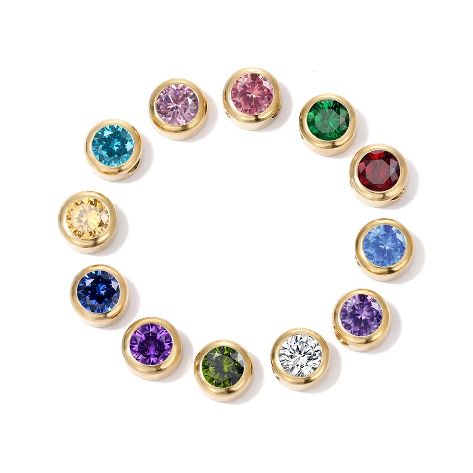 Stainless Steel Charm Rhinestone Necklace Pendant Fashion 12 Colors Birthstone For Jewelry Making Women DIY Accessories