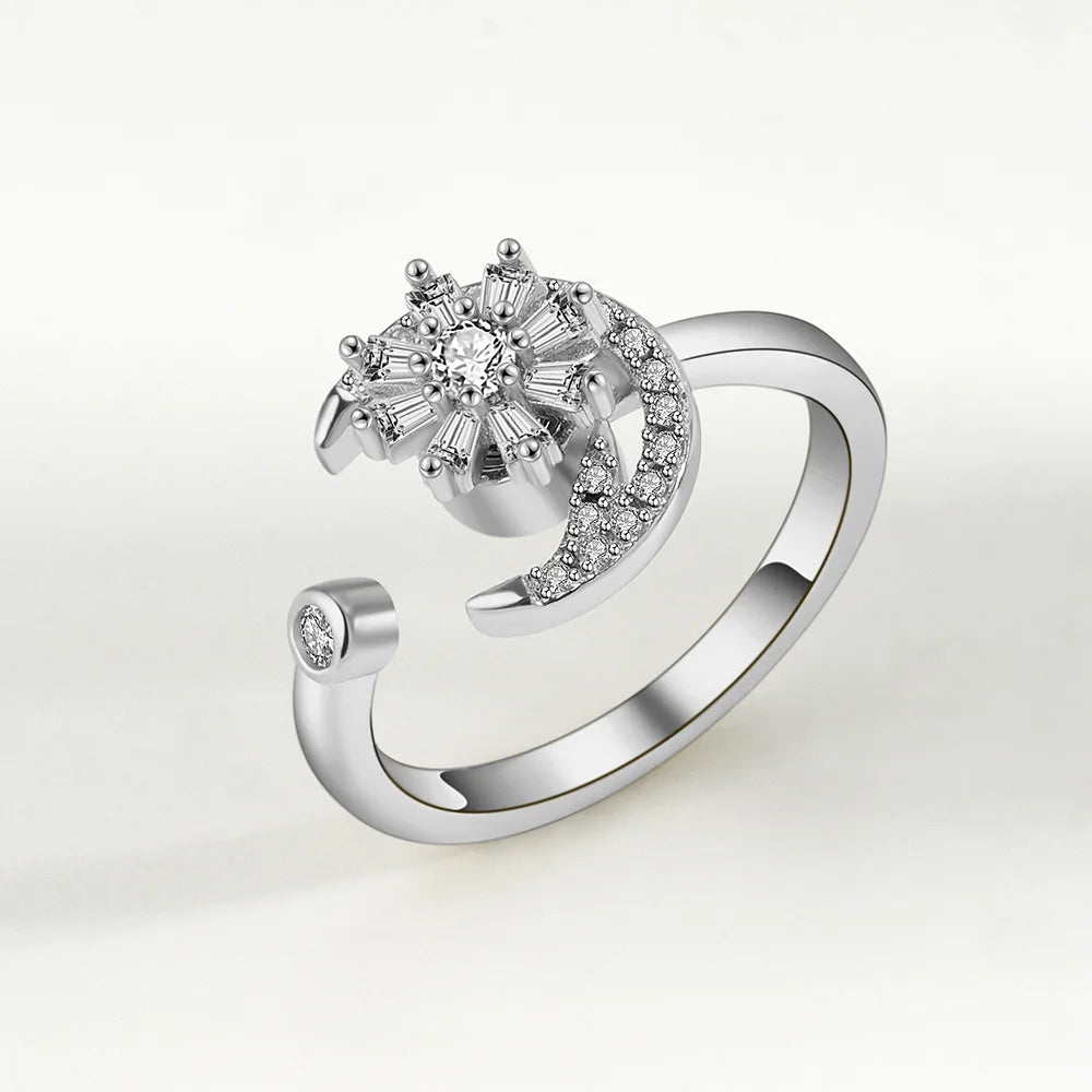 2025 New Rotating Anxiety Knuckle Ring For Women Adjustable And Stackable Open Couple Rings Party Jewelry Gifts Anillo