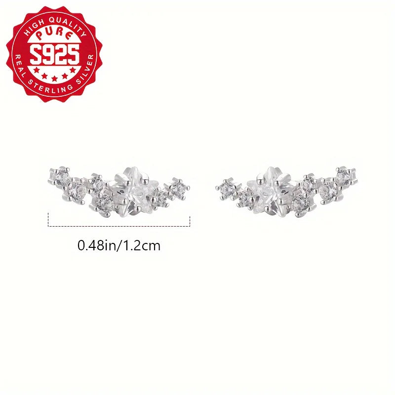 S925 Silver Stud Earrings, S925 Silver, Glittering, Glittering, Glittering, Glittering, S925 Silver