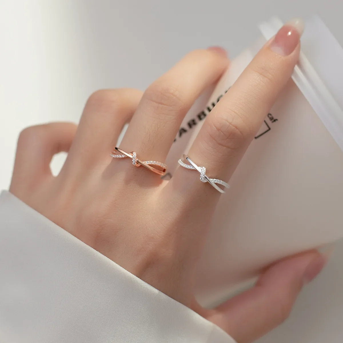 925 Sterling Silver Cross Knotting Zircon Rings For Women Girls Wedding Luxury Jewelry Accessories Jewellery Argent 925
