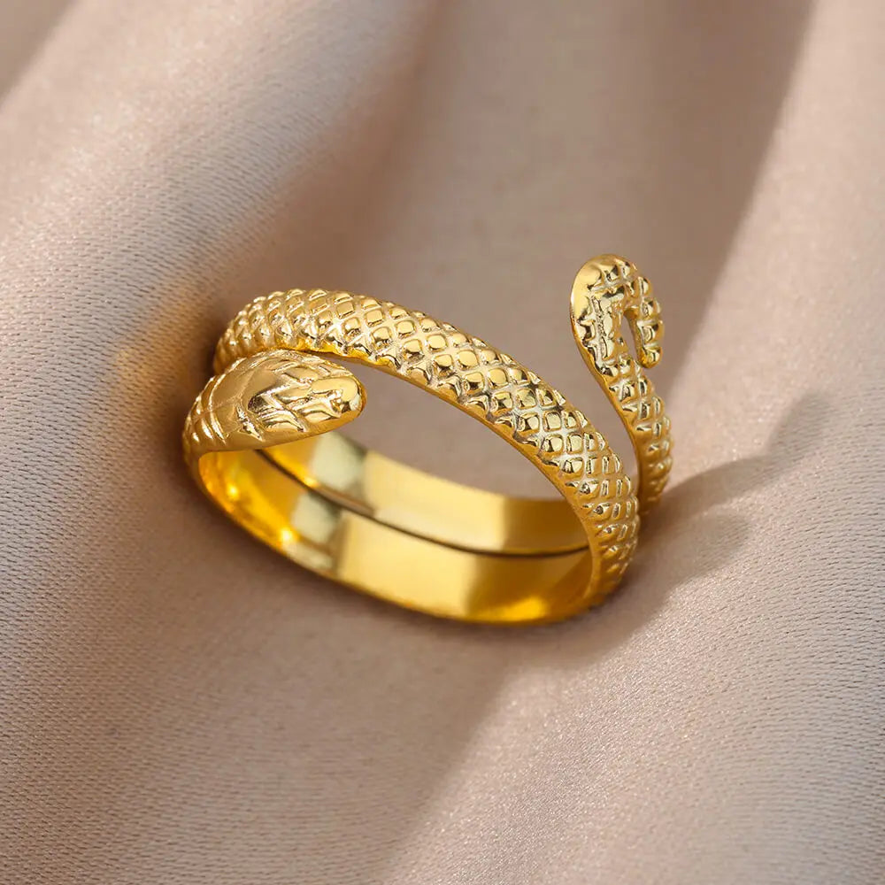 Irregular Hollow Opening Rings For Women Stainless Steel Gold Color Geometric Ring Party Christmas Jewelry Gift Free Shipping