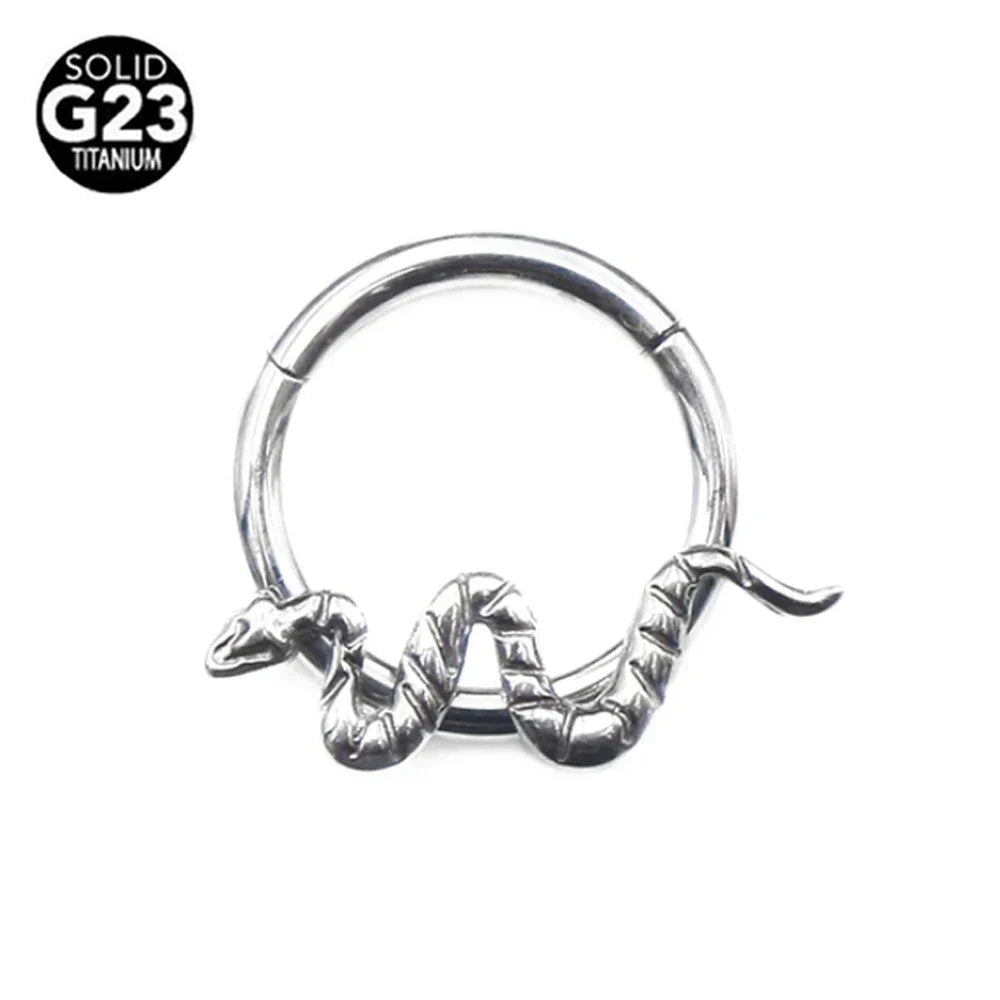 G23 Titanium Bee Septum Nose Ring Piercing Body Jewelry 16G Moon Segment Snake Clicker Helix  Ear Cartilage Heart Daith Hoop
