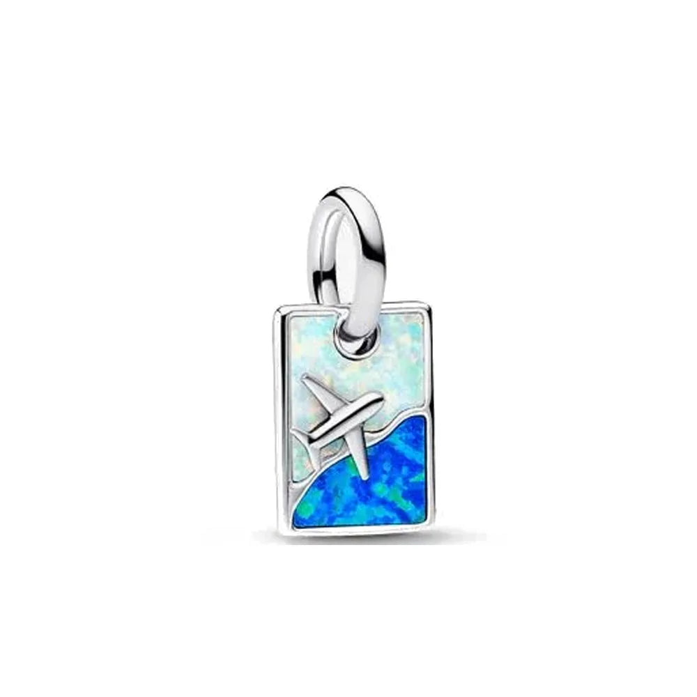 European Summer Blue Series Turtle Flower Pendant Fit S925 European 925 Sterling Silver Bracelet Bangles Necklace