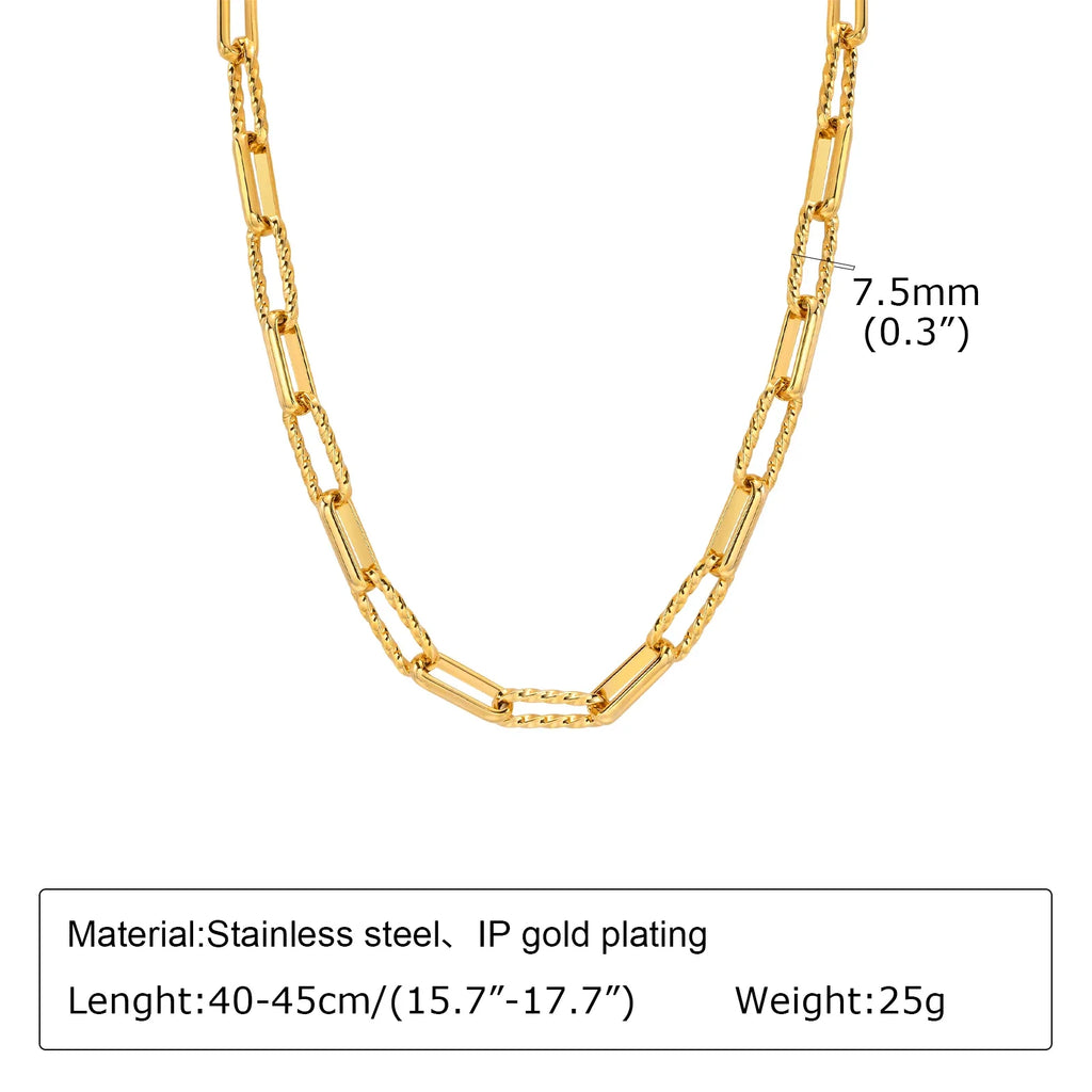 Chunky Gold Plated Link Necklace For Women, Stainless Steel Oval Thick Chain Choker Minimalist Jewelry