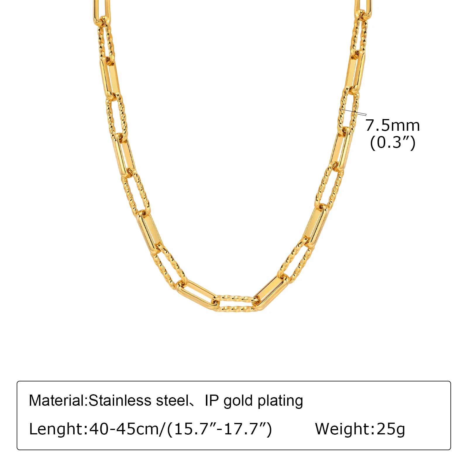 Chunky Gold Plated Link Necklace For Women, Stainless Steel Oval Thick Chain Choker Minimalist Jewelry