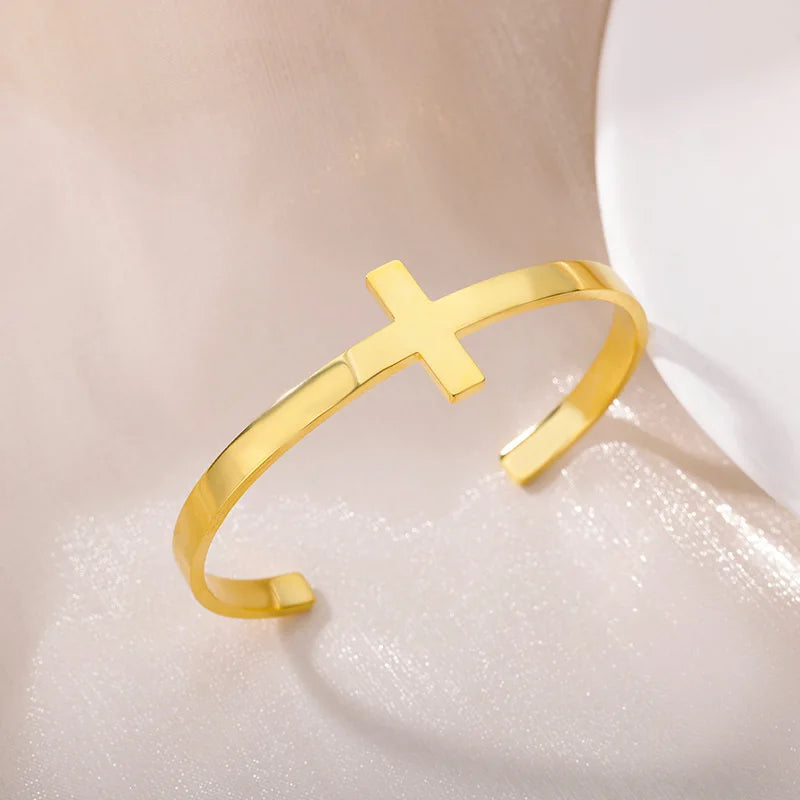 Jesus Bangles Bracelet for Women Stainless Steel Gold Color Luxury Bracelets New Trend Wedding Jewelry pulseras mujer bijoux