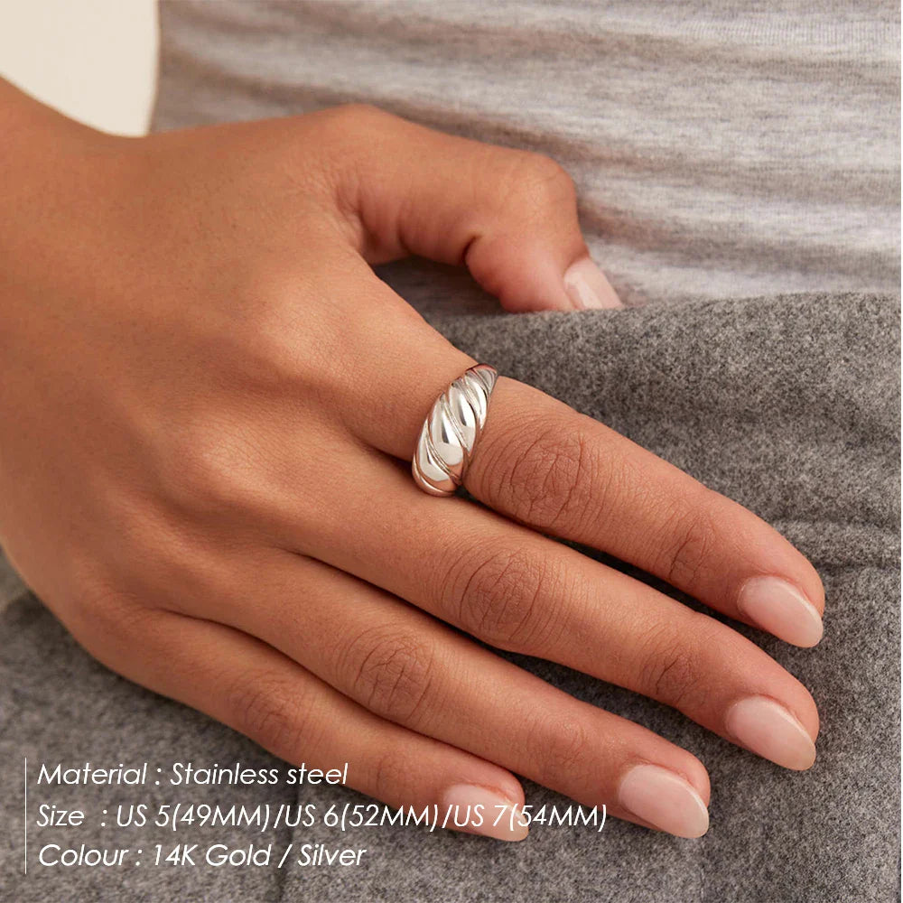 SUNIBI Stainless Steel Ring for Women And Men Classic Gold Color Simple Fashion Style Texture Rings Couple Wedding Jewelry