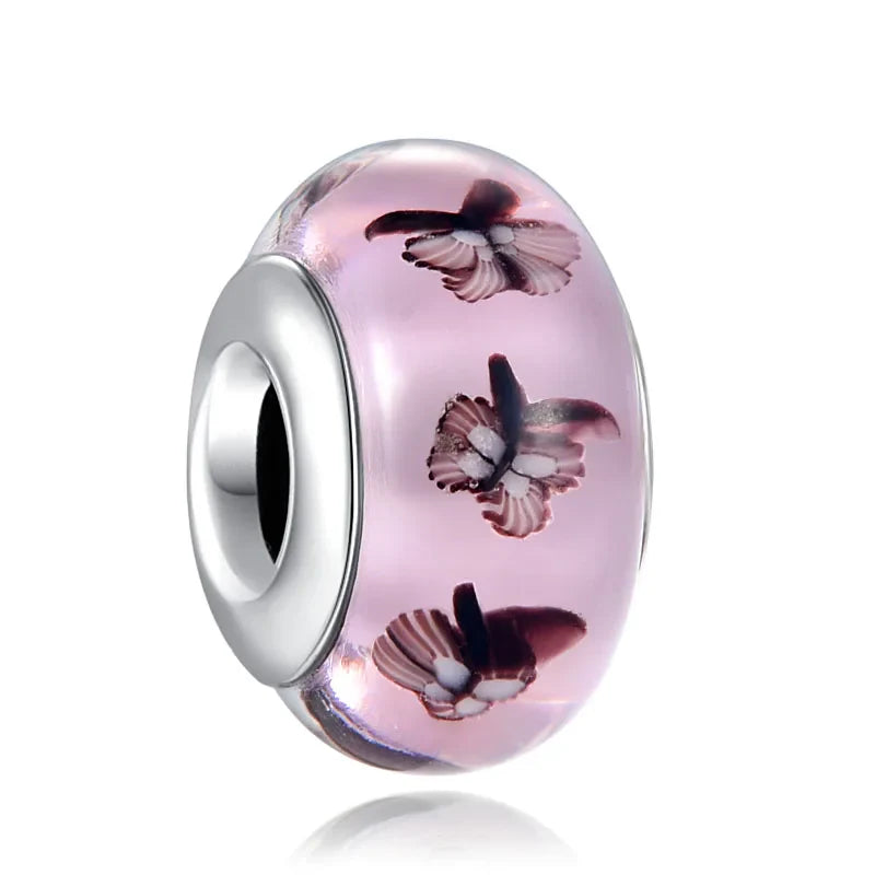 Hot selling 925 silver pink series flower dog paw heart-shaped pendant, Fit original bracelet DIY accessories, exquisite jewelry